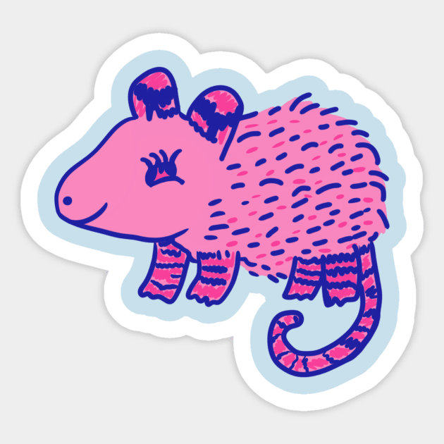 Doodled darling possum Sticker by Scootin Newt